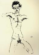 Egon Schiele Nude Self Portrait oil